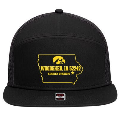 Woodshed Ia 52242 Kinnick Stadium 7 Panel Mesh Trucker Snapback Hat