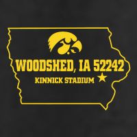 Woodshed Ia 52242 Kinnick Stadium 7 Panel Mesh Trucker Snapback Hat