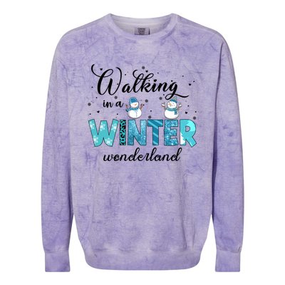 Walking In A Winter Wonderland Snowman Christmas Holiday Xmas Colorblast Crewneck Sweatshirt