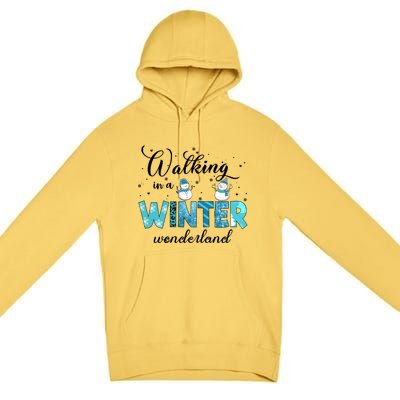 Walking In A Winter Wonderland Snowman Christmas Holiday Xmas Premium Pullover Hoodie