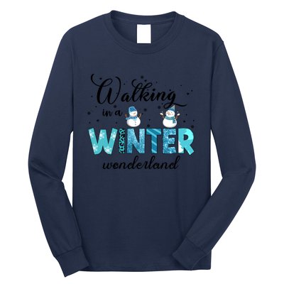 Walking In A Winter Wonderland Snowman Christmas Holiday Xmas Long Sleeve Shirt