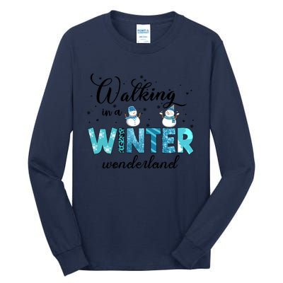 Walking In A Winter Wonderland Snowman Christmas Holiday Xmas Tall Long Sleeve T-Shirt