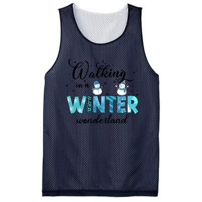 Walking In A Winter Wonderland Snowman Christmas Holiday Xmas Mesh Reversible Basketball Jersey Tank