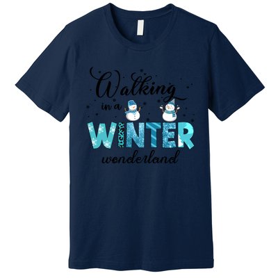 Walking In A Winter Wonderland Snowman Christmas Holiday Xmas Premium T-Shirt