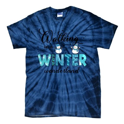 Walking In A Winter Wonderland Snowman Christmas Holiday Xmas Tie-Dye T-Shirt