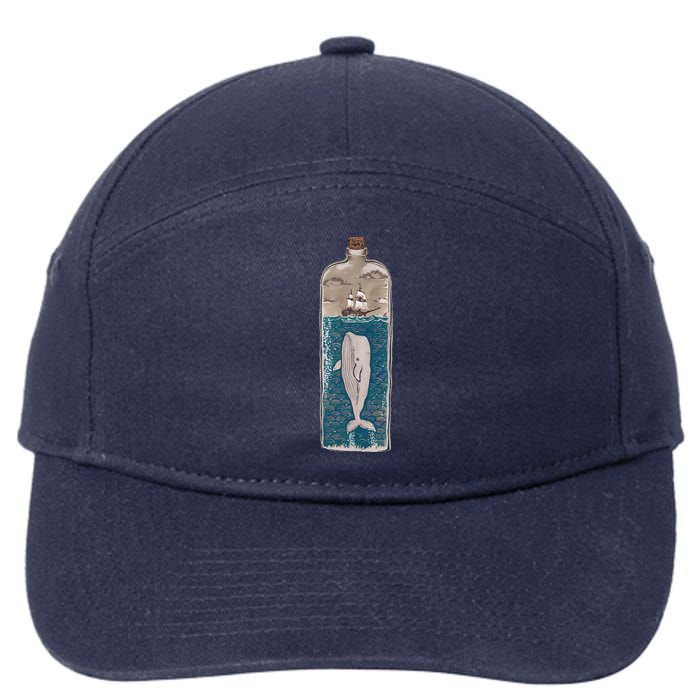 Whale In A Bottle Nautical Ship And Ocean Waves 7-Panel Snapback Hat