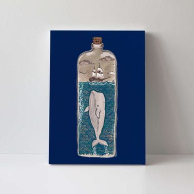 Whale In A Bottle Nautical Ship And Ocean Waves Canvas