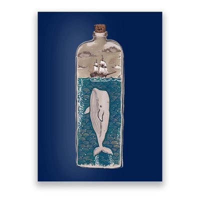 Whale In A Bottle Nautical Ship And Ocean Waves Poster