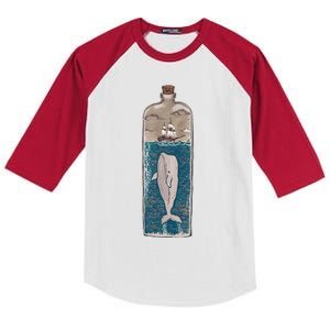 Whale In A Bottle Nautical Ship And Ocean Waves Kids Colorblock Raglan Jersey