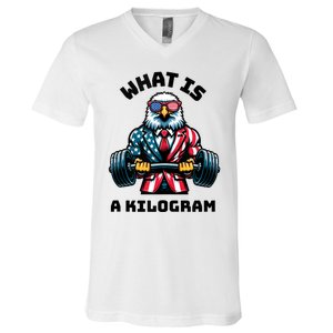 What Is A Kilogram Funny Gym Patriotic 4th Of July Eagle Usa V-Neck T-Shirt