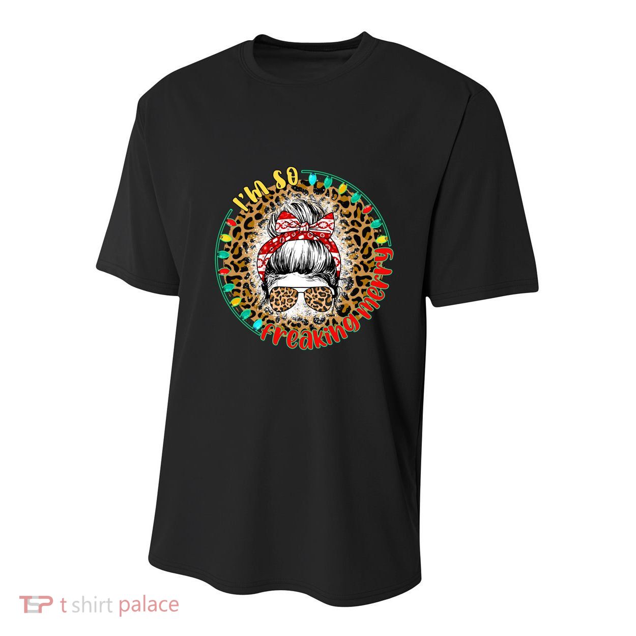 Wmzp I Am So Freaking Merry Christmas Messy Bun Xmas Party Gift Youth Performance Sprint T-Shirt