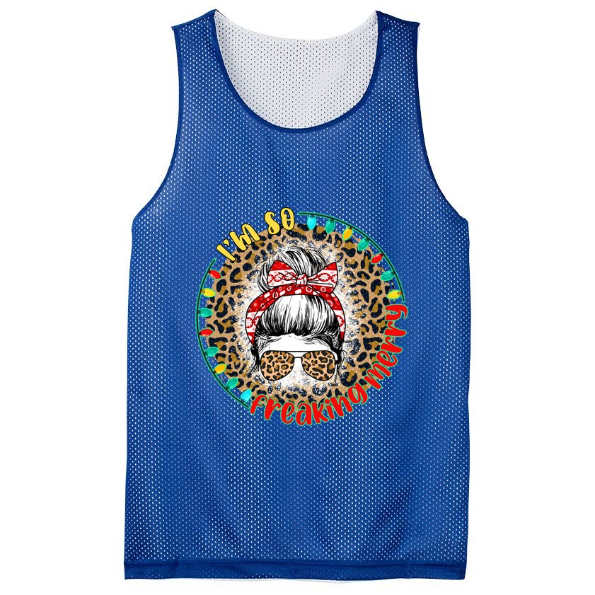 Wmzp I Am So Freaking Merry Christmas Messy Bun Xmas Party Gift Mesh Reversible Basketball Jersey Tank