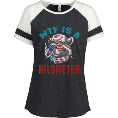 Wtf Is A Kilometer American Raccoon Enza Ladies Jersey Colorblock Tee