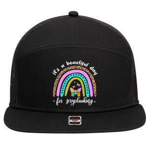 Wo It's A Beautiful Day For Scrapbooking Boho Rainbow Funny Gift 7 Panel Mesh Trucker Snapback Hat