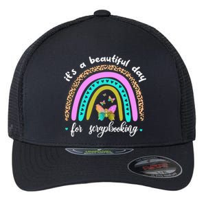 Wo It's A Beautiful Day For Scrapbooking Boho Rainbow Funny Gift Flexfit Unipanel Trucker Cap