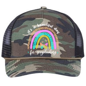 Wo It's A Beautiful Day For Scrapbooking Boho Rainbow Funny Gift Retro Rope Trucker Hat Cap