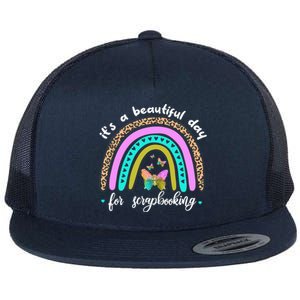 Wo It's A Beautiful Day For Scrapbooking Boho Rainbow Funny Gift Flat Bill Trucker Hat