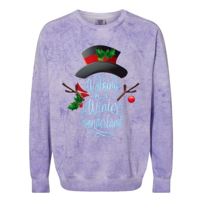 Walking In A Winter Wonderland Snowman Vintage Christmas Colorblast Crewneck Sweatshirt