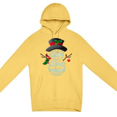 Walking In A Winter Wonderland Snowman Vintage Christmas Premium Pullover Hoodie