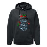 Walking In A Winter Wonderland Snowman Vintage Christmas Performance Fleece Hoodie