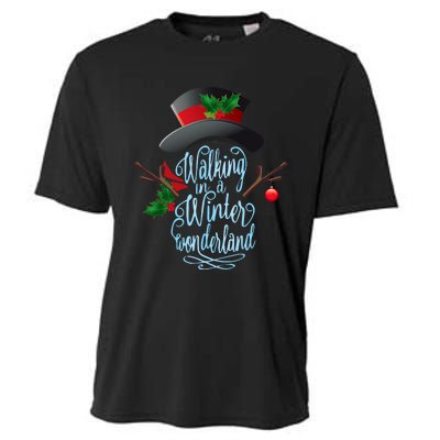 Walking In A Winter Wonderland Snowman Vintage Christmas Cooling Performance Crew T-Shirt