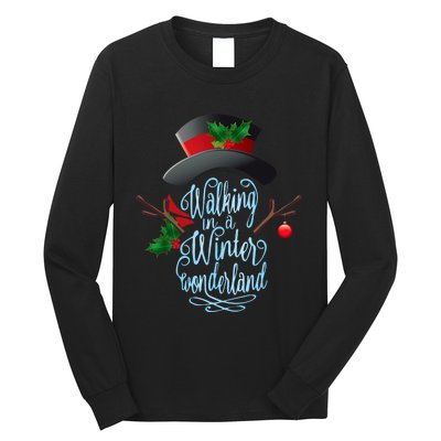 Walking In A Winter Wonderland Snowman Vintage Christmas Long Sleeve Shirt