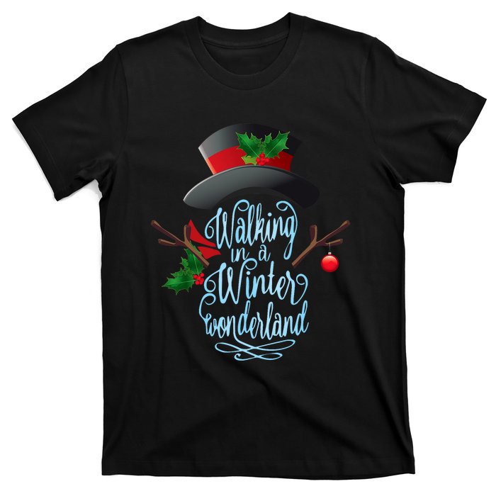 Walking In A Winter Wonderland Snowman Vintage Christmas T-Shirt