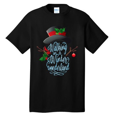 Walking In A Winter Wonderland Snowman Vintage Christmas Tall T-Shirt