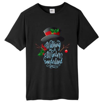 Walking In A Winter Wonderland Snowman Vintage Christmas Tall Fusion ChromaSoft Performance T-Shirt