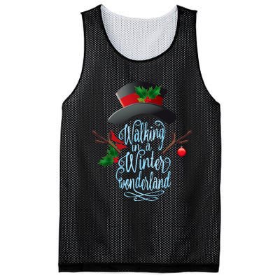 Walking In A Winter Wonderland Snowman Vintage Christmas Mesh Reversible Basketball Jersey Tank