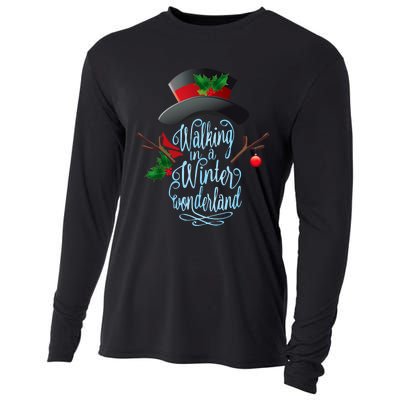 Walking In A Winter Wonderland Snowman Vintage Christmas Cooling Performance Long Sleeve Crew