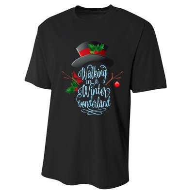 Walking In A Winter Wonderland Snowman Vintage Christmas Performance Sprint T-Shirt