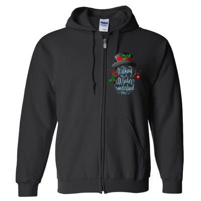 Walking In A Winter Wonderland Snowman Vintage Christmas Full Zip Hoodie