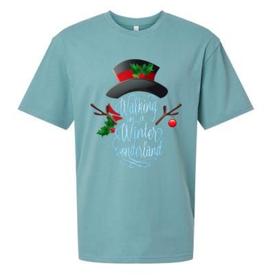 Walking In A Winter Wonderland Snowman Vintage Christmas Sueded Cloud Jersey T-Shirt