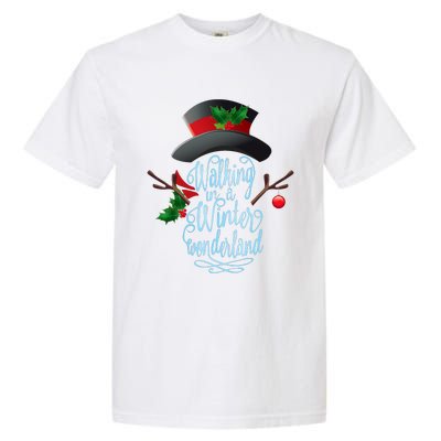 Walking In A Winter Wonderland Snowman Vintage Christmas Garment-Dyed Heavyweight T-Shirt