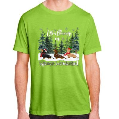 Walking In A Wiener Wonderland Dachshund Trio Funny Gift Adult ChromaSoft Performance T-Shirt