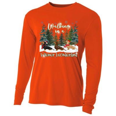 Walking In A Wiener Wonderland Dachshund Trio Funny Gift Cooling Performance Long Sleeve Crew