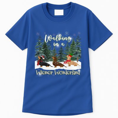Walking In A Wiener Wonderland Dachshund Trio Funny Gift Tall T-Shirt
