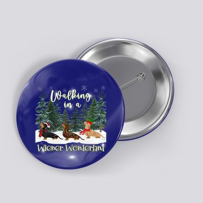 Walking In A Wiener Wonderland Dachshund Trio Funny Gift Button
