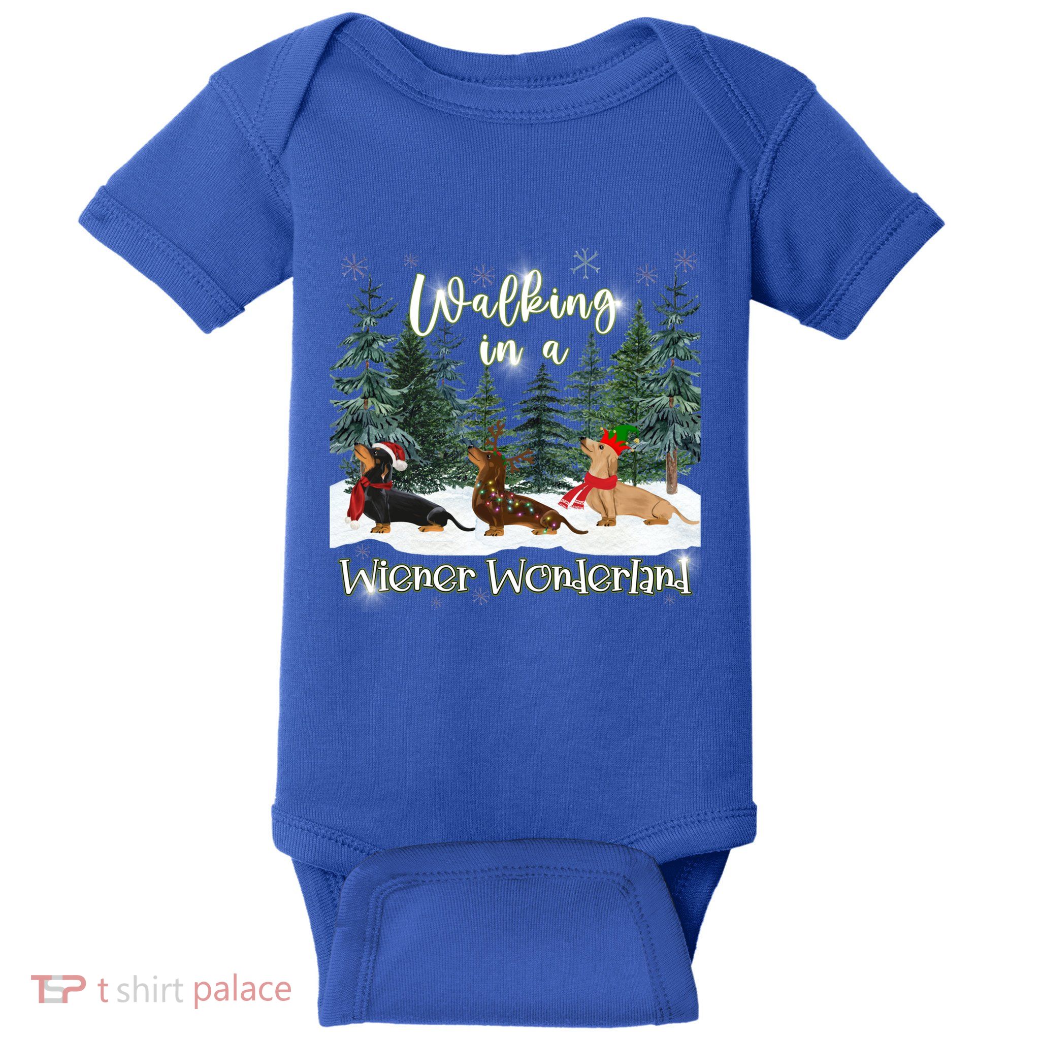Walking In A Wiener Wonderland Dachshund Trio Funny Gift Baby Bodysuit