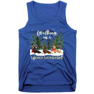 Walking In A Wiener Wonderland Dachshund Trio Funny Gift Tank Top