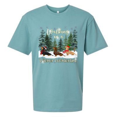 Walking In A Wiener Wonderland Dachshund Trio Funny Gift Sueded Cloud Jersey T-Shirt