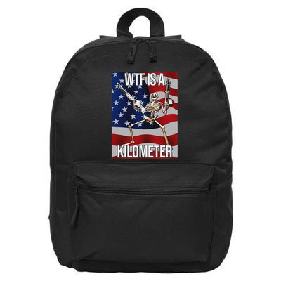 Wtf Is A Kilometer American Skeleton Funny 16 in Basic Backpack
