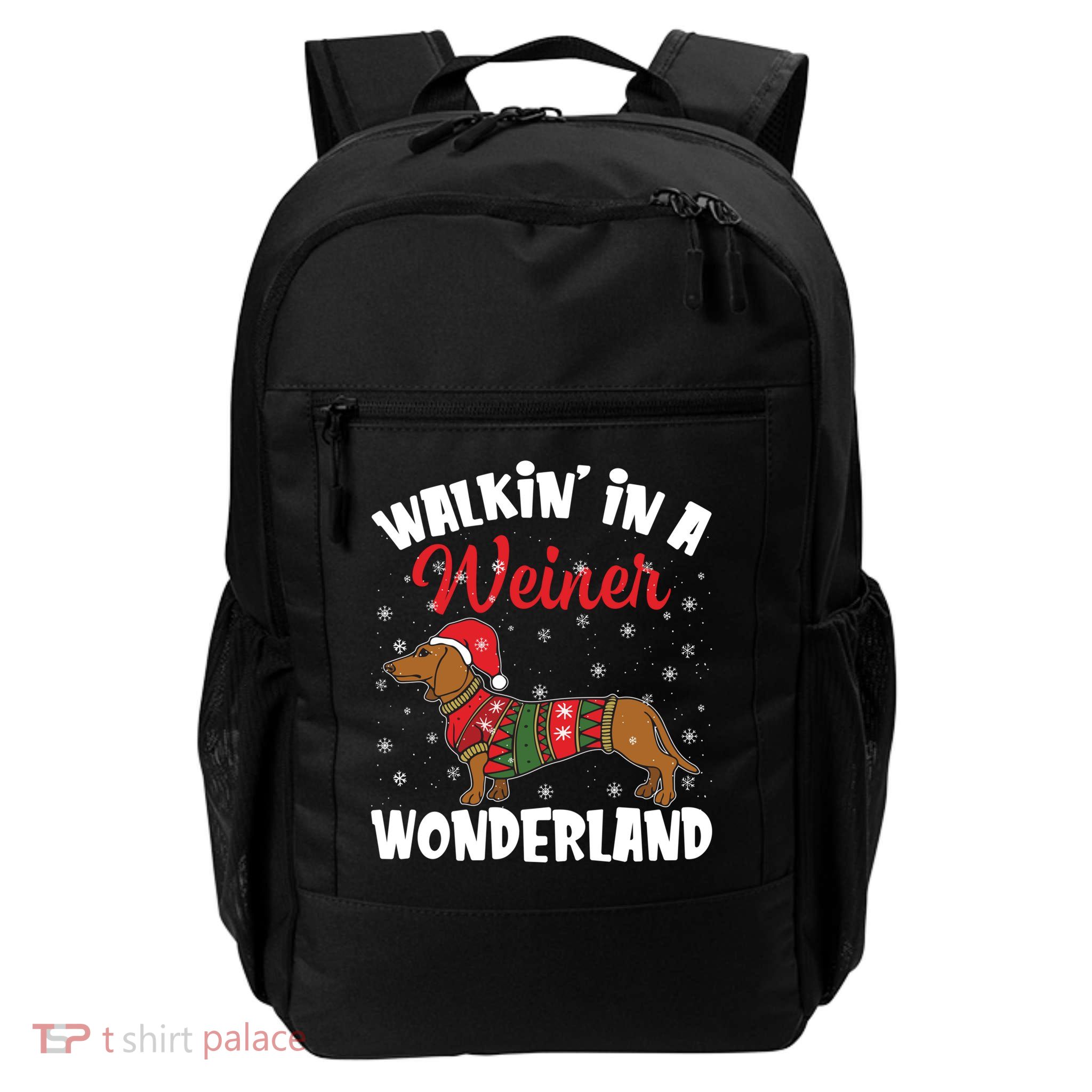 Walking In A Wiener Wonderland Funny Dachshund Christmas Cool Gift Backpack