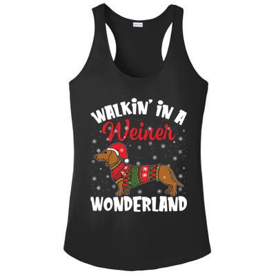 Walking In A Wiener Wonderland Funny Dachshund Christmas Cool Gift Ladies PosiCharge Competitor Racerback Tank