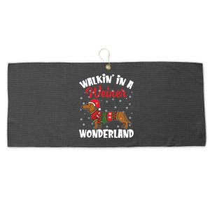 Walking In A Wiener Wonderland Funny Dachshund Christmas Cool Gift Large Microfiber Waffle Golf Towel