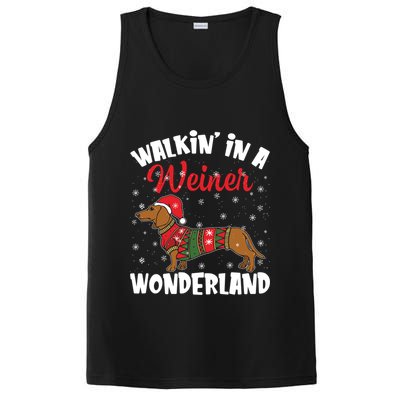 Walking In A Wiener Wonderland Funny Dachshund Christmas Cool Gift PosiCharge Competitor Tank