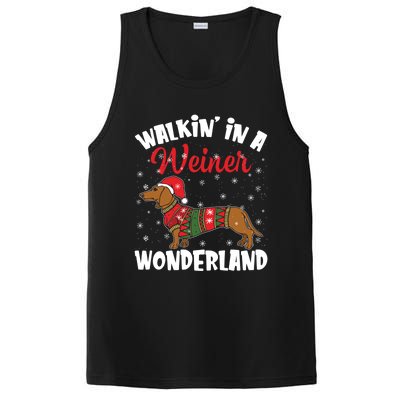 Walking In A Wiener Wonderland Funny Dachshund Christmas Cool Gift PosiCharge Competitor Tank