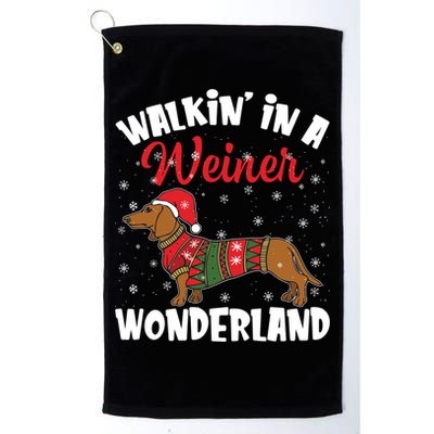 Walking In A Wiener Wonderland Funny Dachshund Christmas Cool Gift Golf Towel