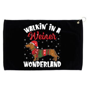 Walking In A Wiener Wonderland Funny Dachshund Christmas Cool Gift Grommeted Golf Towel